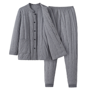 冬季棉服男款男士纯棉花手工棉衣套装成人棉袄棉裤老人内穿居家服