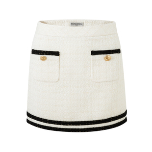 DIANA VEVINA秋季新款小香风拼接金丝轻奢优雅短外套半裙套装