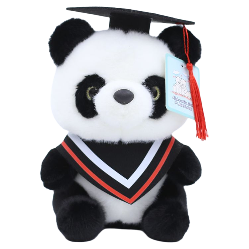 熊猫毛绒公仔学士服玩偶