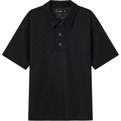 JDV商场同款男士黑色POLO领T恤