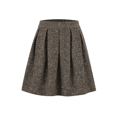 indicia标记25冬新款A字miu系拼接百褶半身裙花苞短裙L2D5QZ213