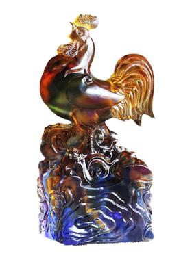 室内琉璃属相生肖鸡书法印章摆件