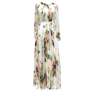 长裙超长款大码及踝长袖超大裙摆雪纺连衣裙沙滩裙青海湖沙漠旅拍