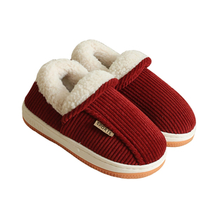 亲子手工儿童棉鞋女童冬季加绒保暖防滑包跟居家毛绒鞋棉拖鞋男