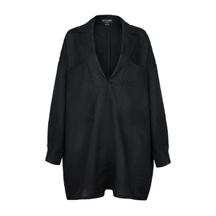 Bettychow 洗水亚麻宽松衬衫连衣裙时髦小众设计款式防晒衫