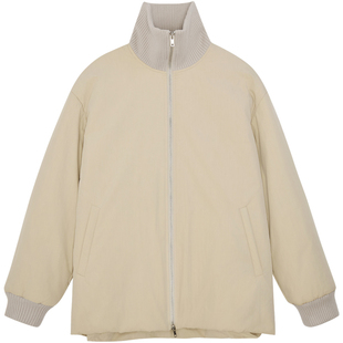 MOORING泊 复古高弹双开拉链棉衣宽松廓形夹克棉服