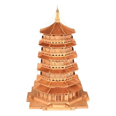 中式木雕古建筑模型应县木塔释迦塔文昌塔客厅办公室书桌摆件礼品