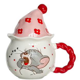 正版猫和老鼠陶瓷水杯带盖马克杯大容量家用2025新款高颜值情侣杯
