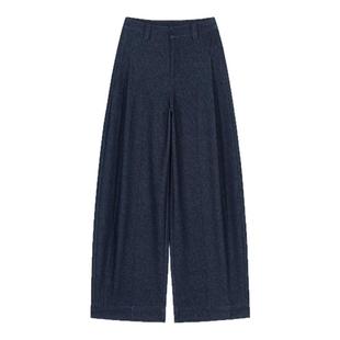 冬季加绒加厚牛仔贝斯裤女新款老钱风报恩女款休闲裤宽松直筒裤子