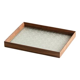 黑胡桃木玻璃托盘复古实木日式木质轻奢创意家居收纳茶点杯水果盘