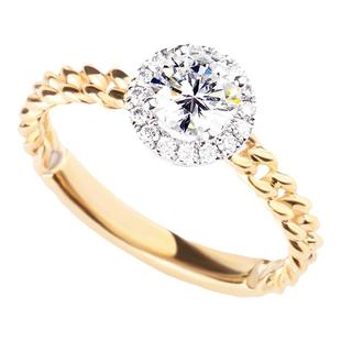 IGI人工培育钻石戒指18K黄金双色女1克拉钻戒链条圆围镶小众婚戒