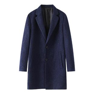 大牌撤柜jian标男装 西装领单排扣中长款羊毛呢大衣外套 剪牌清仓