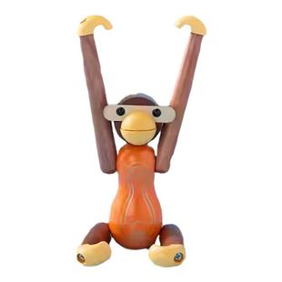 木质实木头木偶猴子书架摆件北欧风家居装饰品玄关创意儿童房挂件