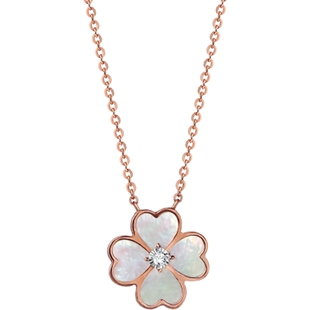 潮宏基小确幸18K金钻石项链彩金母贝套链颈饰四叶草个性时尚礼物