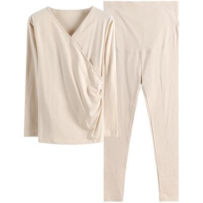 纯棉孕妇秋衣秋裤套装产后哺乳喂奶月子服怀孕期长袖保暖内衣秋冬