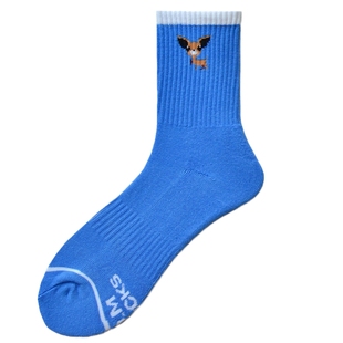 D.M男袜子 时尚潮流毛圈加厚底吸汗卡通狗字母中筒袜运动街头个性