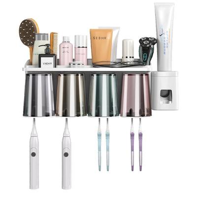 壁挂式免打孔牙杯电动牙刷置物架