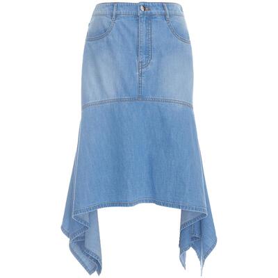 宝姿PORTSPURE女装舒适设计感不规则鱼尾全棉牛仔半身裙