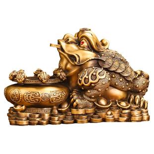 黄铜金蟾聚宝盆摆件三足蟾蜍家居客厅酒柜办公室金蝉店铺开业礼品