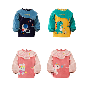 牧萌儿童罩衣秋冬婴儿外穿画画灯芯绒反穿衣宝宝吃饭防脏男童女童