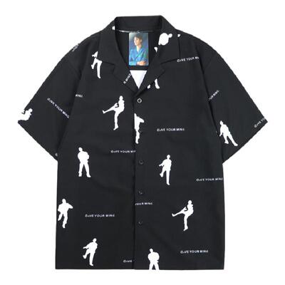 龚俊同款宽松复古短袖垂感衬衫