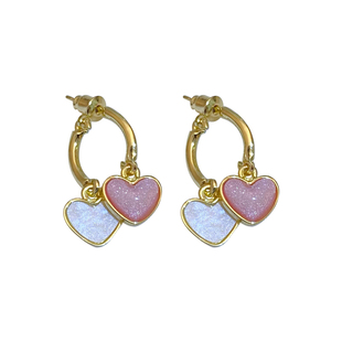 甜心教主~粉色爱心耳钉女2025年新款爆款轻奢高级感耳环独特耳饰