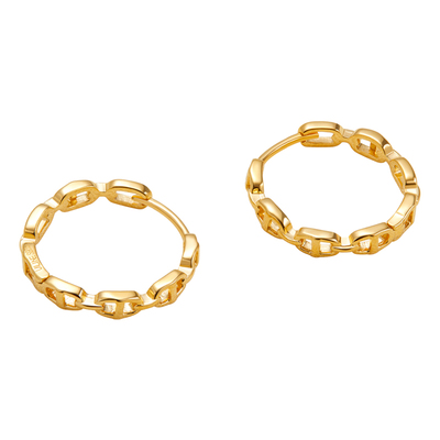 ULINE通体纯银耳环金色耳圈耳扣