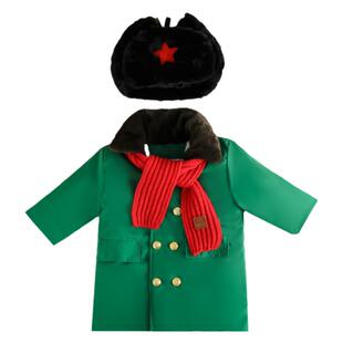 儿童军大衣冬季加棉加厚男女童东北军绿棉衣保暖宝宝加厚棉袄外套