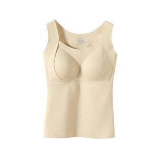 德绒保暖吊带背心女2025新款秋冬内搭加绒发热无痕带胸垫一体内衣