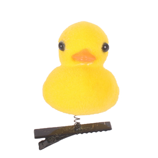 卖萌弹簧小黄鸭发夹网红发卡微商扫码小礼品立体爱心镭射风车发饰