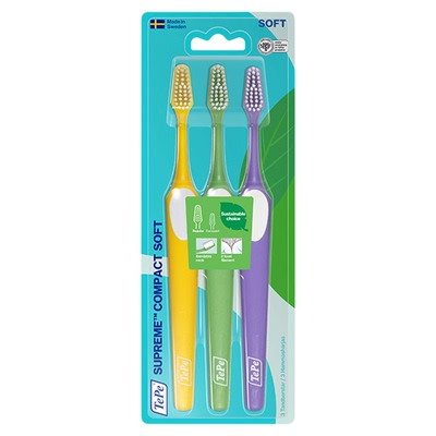 Tepe瑞典进口双层软毛牙刷3支装