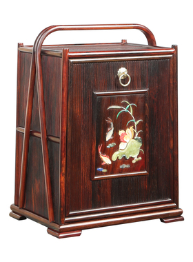 大红酸枝手提箱实木百宝嵌