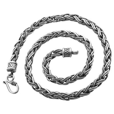 手工复古麻绳男士纯银项链送男友