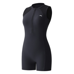 安踏泳衣女款竞速无袖连体平角遮肉显瘦游泳馆专用女士温泉游泳衣