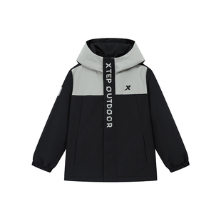 【商场同款】特步童装儿童保暖外套冬季加绒男童上衣大童风衣冬