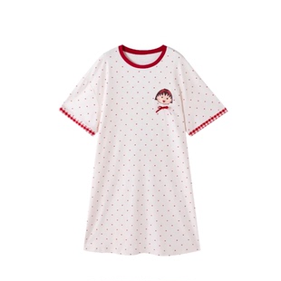 Gukoo/果壳睡衣女夏季新款樱桃小丸子联名纯棉睡裙家居服可外穿