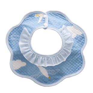 婴儿纯棉围嘴口水巾宝宝防水防吐奶围兜新生可爱360度可旋转秋冬