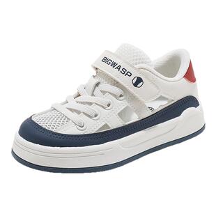 大黄蜂童鞋儿童透气镂空网面板鞋2025夏季新款包头凉鞋男童运动鞋