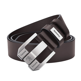 啄木鸟皮带男士青年复古潮真皮针扣裤带中年商务高档牛皮腰带男款