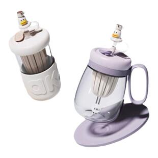 AKS吸管玻璃杯茶水分离大容量高硼硅高颜值花茶杯大肚肚网红水杯