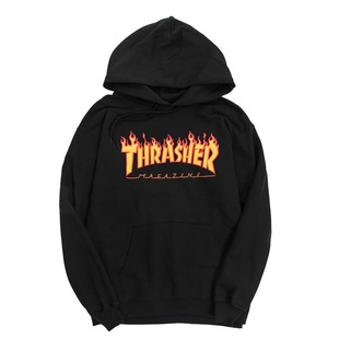美版正品Thrasher Flame Logo字母火焰卫衣连帽男宽松情侣帽衫潮