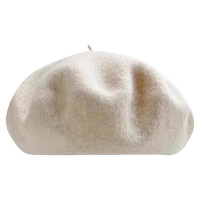 奶白色贝雷帽羊毛呢显脸