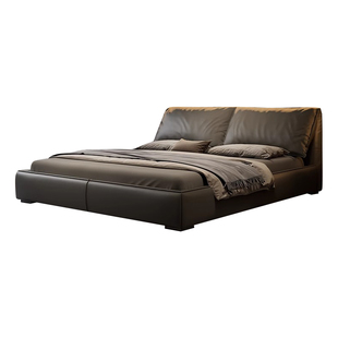 意式极简大象耳朵真皮床主卧现代轻奢高级感可调节软包储物双人床