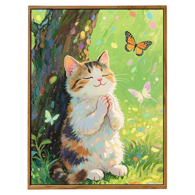 祈福治愈猫咪数字油画DIY卡通