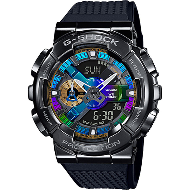 刘雨昕同款卡西欧G-SHOCK彩虹金属黑霓虹手表男GM-110B-1A 110SG