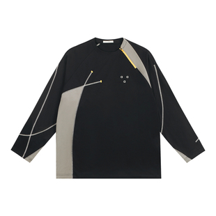 ATRY拼接哈苏线T恤男春季新款户外运动速干透气训练服长袖打底衫