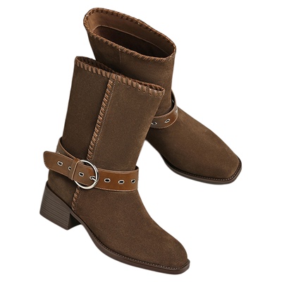 妙丽真皮复古马丁靴女巨好看