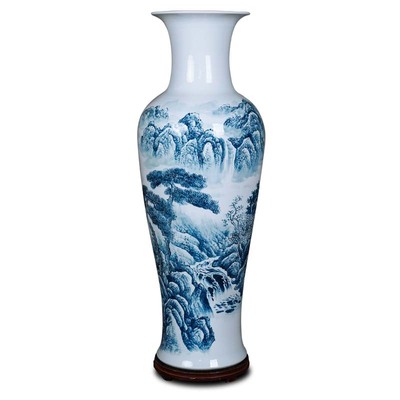 景德镇陶瓷名师高端手绘落地大号花瓶客厅电视柜书房酒店摆件送礼