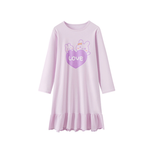 deesha笛莎女童睡裙新款儿童纯棉长袖睡衣女孩家居服中大童连衣裙