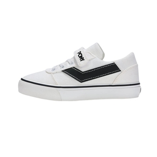 波尼PONY童鞋儿童帆布鞋秋季时尚百搭小白鞋帆布鞋一脚蹬大童鞋子